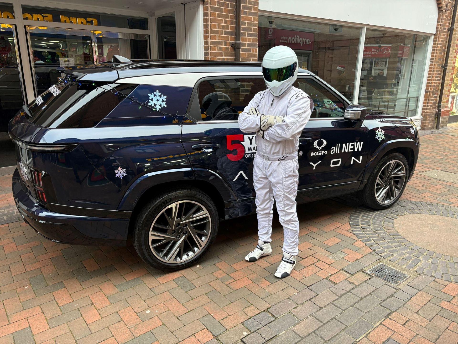 The Stig Spreads Festive Cheer in a KGM Actyon at Hereford City Christmas Festival